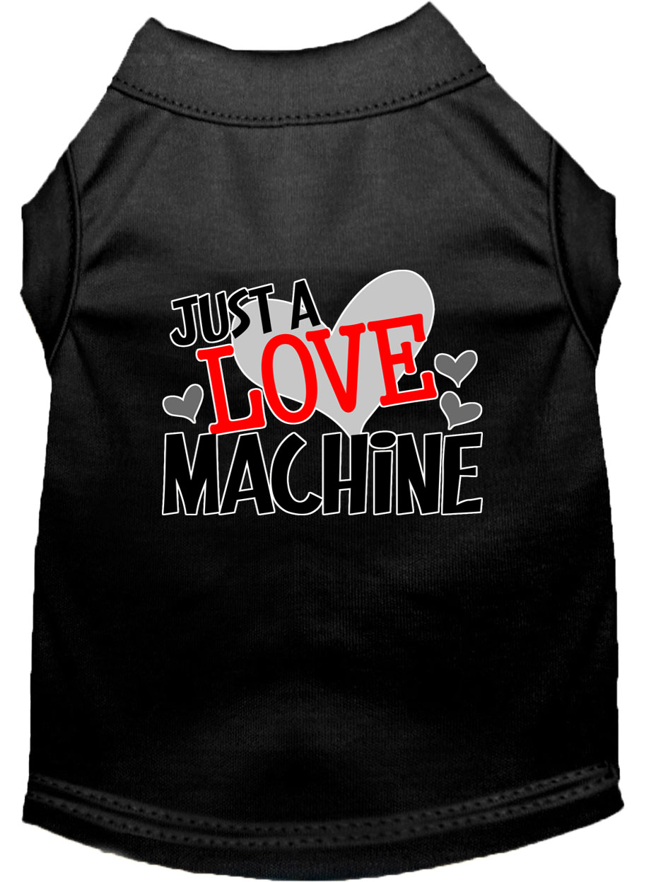 Love Machine Screen Print Dog Shirt Black Lg